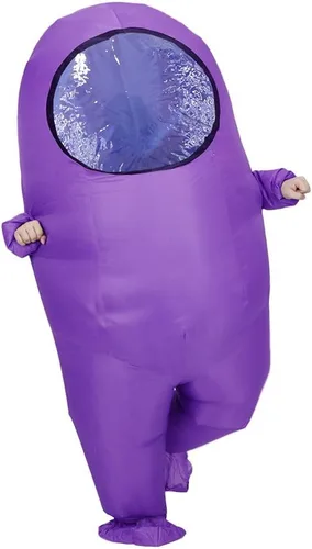 Vista 6 de Among Us - Disfraz inflable y divertido para adultos, traje espacial para Halloween, disfraz de astronauta para adultos fanáticos del videojuego