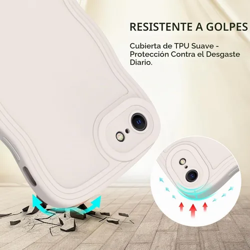 Vista 8 de GUAGUA Funda para iPhone SE 2022/2020, Funda para Teléfono iPhone 7/8 Diseño Lindo de Forma de Onda Rizada TPU Suave con Correa de Muñeca Soporte
