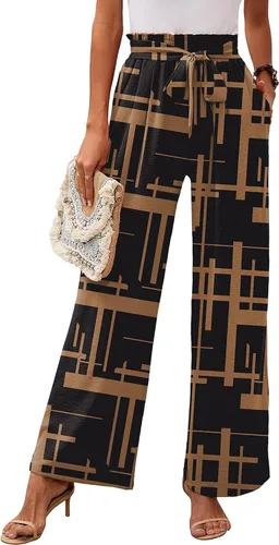 Vista 54 de Heymoments Wide Leg Pant for Women High Waist Trouser A01-negro