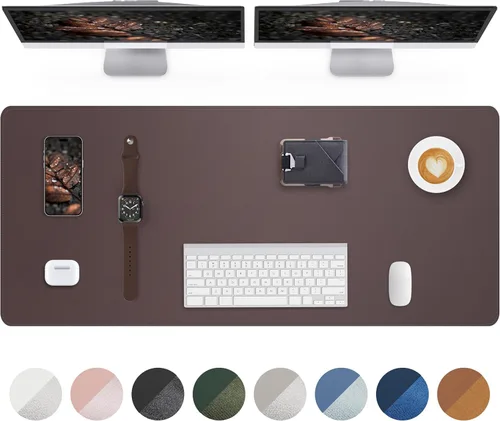 Vista 36 de Tapete protector para escritorio y mouse, antideslizante, de piel sintética, tapete impermeable de escritura para laptop, para oficina y hogar