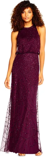 Vista 12 de Adrianna Papell Vestido tipo blusón con cuentas estilo halter Art Deco para mujer Floor Length Formal Gown with Scalloped Beading & Bloused Bodice