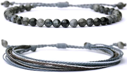 Vista 9 de Mezcla Vida Pulseras de cuentas de piedra natural para hombres y mujeres, unisex, ajustables, impermeables, juego de pulseras de cuerda para el día
