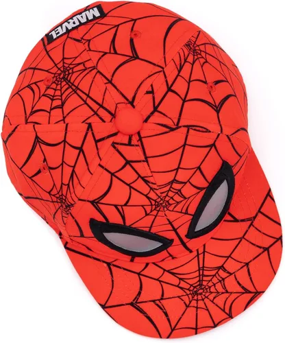 Vista 5 de Marvel Spider-Man - Gorra de verano para niños, diseño de tela de araña roja, gorra gráfica de superhéroe de Spiderman, gorro con cierre ajustable