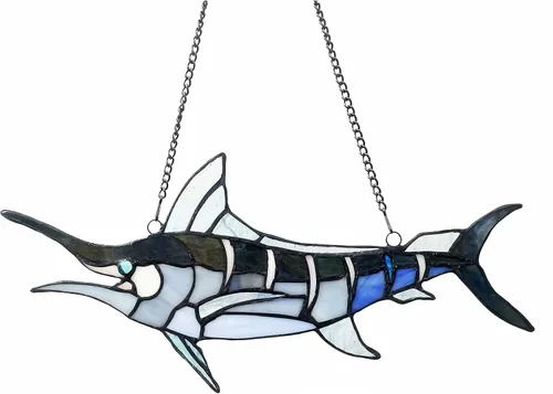 Vista 2 de Chloe Lighting Swordfish Animal-Style - Panel de ventana de 16 pulgadas de ancho, multicolor