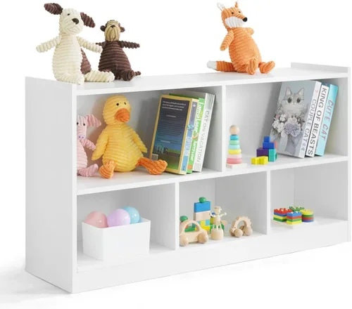 Vista 3 de CAPHAUS Organizador de almacenamiento de juguetes con compartimentos abiertos para niños, 44.1 x 11.8 x 24.2 pulgadas, blanco, organizadores