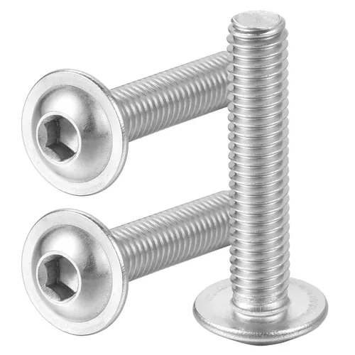 Vista 7 de Tornillos de cabeza de botón con brida M3-0.5 × 6MM 304 Stainlss acero 18-8 totalmente roscados, pernos Allen Socket Drive, 100