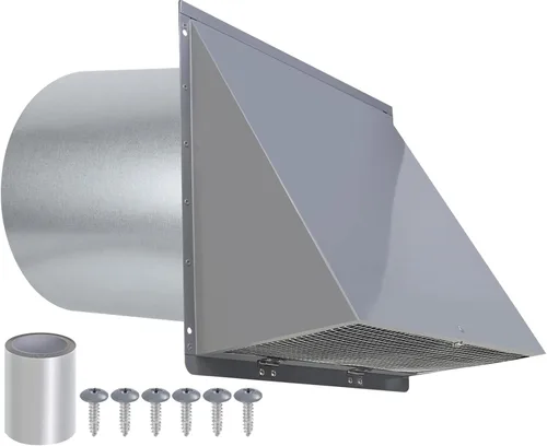 Vista 12 de Cubierta de ventilación de secadora de 3 pulgadas para exterior, ventilación de pared con capucha con rejilla y amortiguador, cubierta
