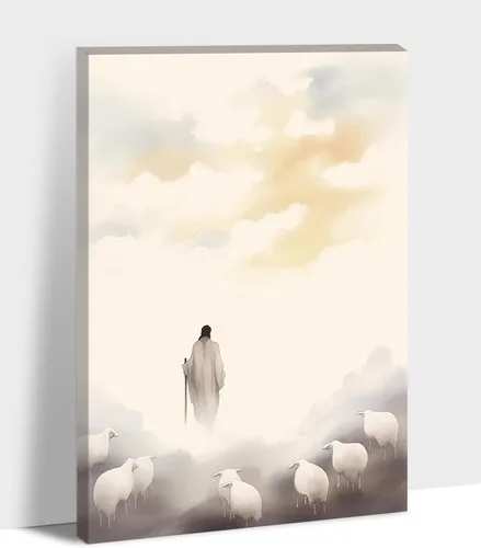 Vista 10 de Arte de pared de Jesús y el niño, póster minimalista bohemio cristiano, lienzo para pared, imagen abstracta de Jesús, arte cristiano religioso