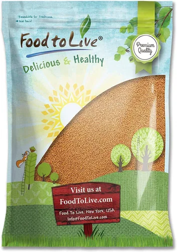 Vista 5 de Food to Live - Semillas de mostaza amarilla, 1 libra de especias enteras, veganas, kosher, a granel. Sabor picante y picante. Rico en selenio