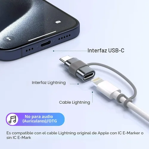 Vista 3 de Thousover Paquete de 4 adaptadores Lightning a USB C para iPhone 15/16/17 Pro/17 Pro Max, para cargador de iPhone 17/16, accesorios 17/16, carga