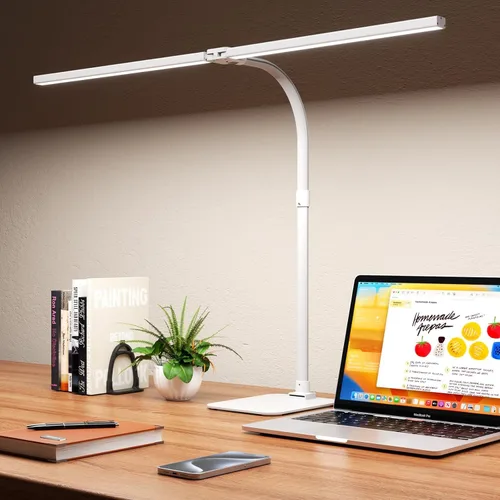 Vista 13 de Lámpara de escritorio LED para arquitecto, luz de tarea de doble cabeza Negro