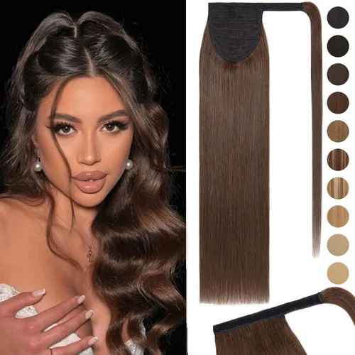 Vista 98 de Rich Choices Extensión de cola de caballo con clip de garra, cabello humano real, una pieza, extensiones de cabello largo Remy para mujer, #18P613