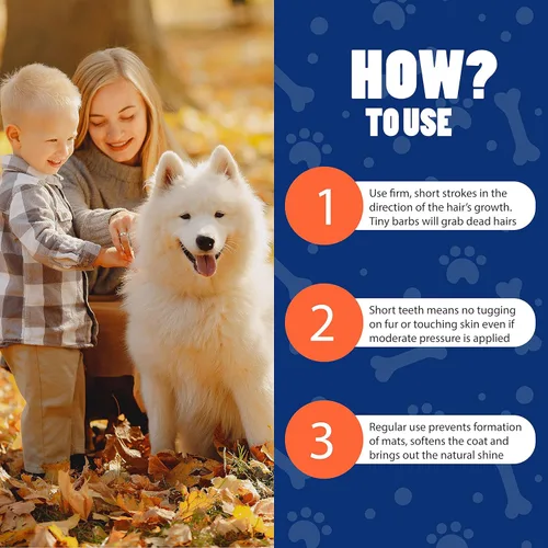 Vista 7 de EasyGroomer - Cepillo para quitar pelaje para perros y gatos, herramienta azul para mascotas grandes y pequeñas, elimina la suciedad, el pelo