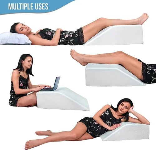 Vista 6 de Abco Tech Almohada de elevación de piernas con parte superior de espuma (gel refrescante), almohada de cuña para piernas, cuñas de piernas