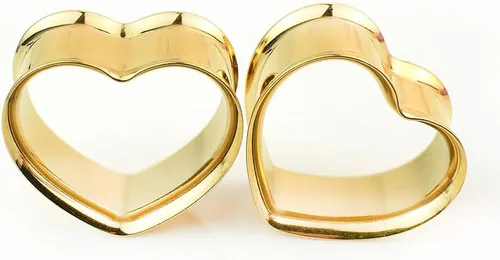 Vista 6 de 10 unidades5 pares de dilatadores de oreja en forma de corazón, tapones de acero inoxidable para estirador de oído, joyería para mujeres y hombres