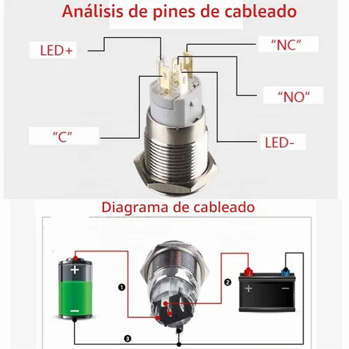 Vista 3 de Rayana Interruptor de luz LED de motocicleta de acero inoxidable ON-Off Montaje ajustable Interruptor impermeable Interruptor de interruptor DC12V