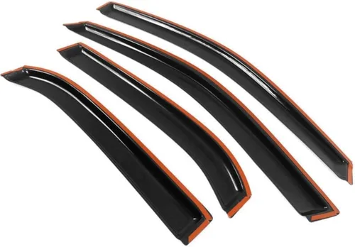 Vista 6 de 8 Pieces - Sun Rain Deflector Guard Window Visors Front Rear Left Driver Right Passenger Side Tape External Window Style Acrylic Smoke Tinted for