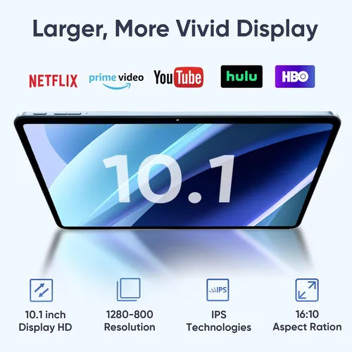 Vista 4 de EDDBNi Tablet Android 15 de 10.1 pulgadas Tablet 2025 últimas Tablets con teclado ratón 24GB+64GB 2TB de expansión 6000mAh procesador Octa-Core Azul