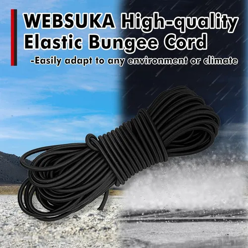 Vista 5 de Cuerda Elástica de Bungee, Cordón de Choque de Bungee Resistente, Cuerdas Elásticas de Poliéster para Acampar, Carpas, Carga, Cuerda Elástica