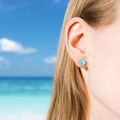 Vista 2 de Sea Glass Earrings S925 Sterling Silver Hypoallergenic Handmade Stud Post Earrings Beach Glass Fashion Handcraft Jewelry earrings stud earrings from
