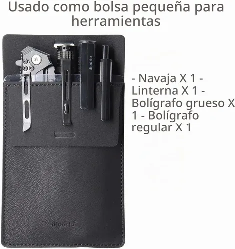 Vista 5 de diodrio Protector de bolsillo para hombre, soporte de bolsillo de cuero Negro