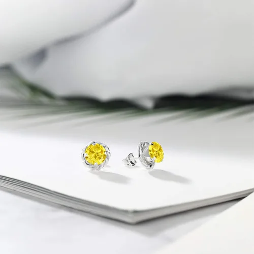 Vista 297 de Gem Stone King Aretes de plata de ley 925 de 0.236 in con piedra natal redonda para mujer
