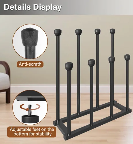 Vista 3 de Zapatero de pie de 22.5 pulgadas, organizador alto de botas de metal negro para 4 pares, estante de almacenamiento para botas hasta la rodilla
