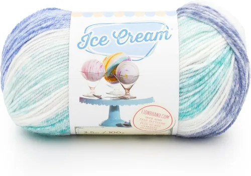 Vista 62 de Lion Brand Yarn, Hilo para Bebé Ice Cream para tejer, ganchillo y manualidades, Baseball Nut, 1 paquete, fibra acrílica colorida de peso DK