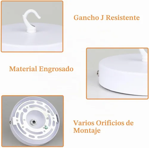 Vista 7 de Helunsi Kit de toldo de techo, kit de toldo de luz colgante de araña blanca, placa de cubierta de luz de techo de 4-3/4 pulgadas con gancho de Blanco