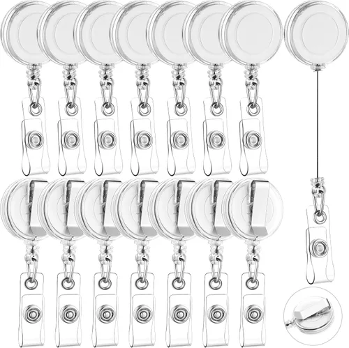 Vista 9 de Zonon 3 clips retráctiles para tarjetas de identificación con clip de cinturón de metal para colgar tarjetas, llaveros, soportes para tarjetas