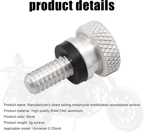 Vista 2 de Paquete de 1 tornillo de asiento, accesorios de modificación de motocicleta, perno de asiento de guardabarros moleteado, compatible con Harley