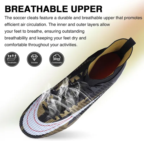 Vista 2 de CBUSTER Tacos de fútbol para hombre y mujer para Big Boy AG/FG, Negro-goldag