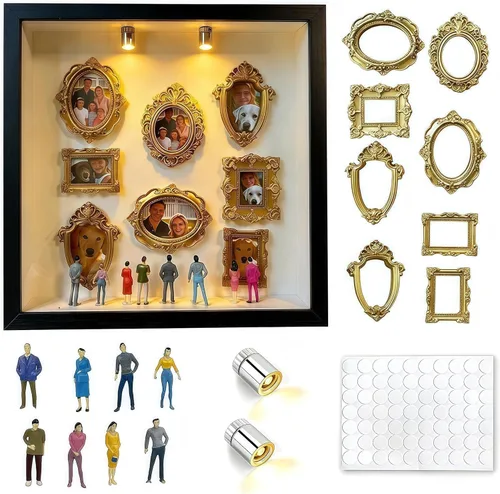 Vista 2 de Regalo de cumpleaños de San Valentín DIY Mini caja de sombra de museo Color madera