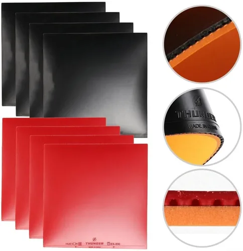 Vista 5 de 8 gomas de tenis de mesa, esponja de goma de ping pong roja/negra, gomas de repuesto para bate de tenis de mesa, accesorios de tenis de mesa