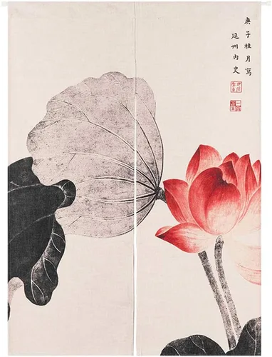 Vista 11 de Tapiz japonés Noren para puerta, moderno pájaro, hecho a mano, cortina de puerta, divisor de habitación para decoración del hogar, 33 x 35 pulgadas
