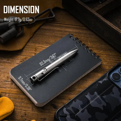 Vista 4 de KeyUnity KP04ST Titanium EDC Bolt Action Pen & KS05 Mosquetón de acero inoxidable Mini Clips Bundle