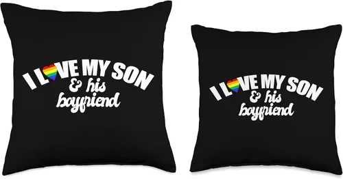 Vista 3 de I Love My Son & His Boyfriend GAY RIGHTS LGBTQ+ mom dad ALLY Throw Pillow