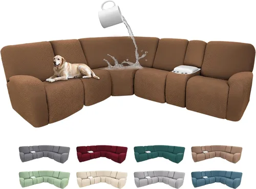 Vista 108 de Fundas de sofá reclinable seccional 100% impermeables para sofá reclinable en forma de L, funda de sofá modular de esquina en forma de L, fundas
