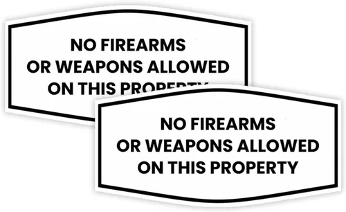 Vista 27 de Fancy No Firearms or Weapons On This Property Sign (Negro/Plata) - Mediano