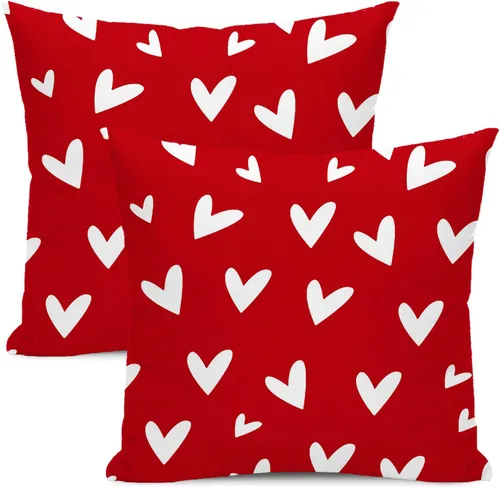 Vista 19 de Fundas de almohada para el Día de San Valentín de 16x16 pulgadas, juego de 2, rosas, corazones de amor, fundas para almohadas de San Valentín