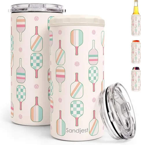 Vista 18 de SANDJEST Vaso para Amantes de los Libros Estante 4 en 1 Vaso de 12 oz Enfriador de Lata Coozie Vaso delgado de acero inoxidable Regalo