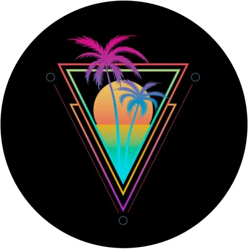 Vista 3 de Retro 1980s 1990s Vaporwave Palm Trees Sunset Beach Surf Art PopSockets Adhesive PopGrip
