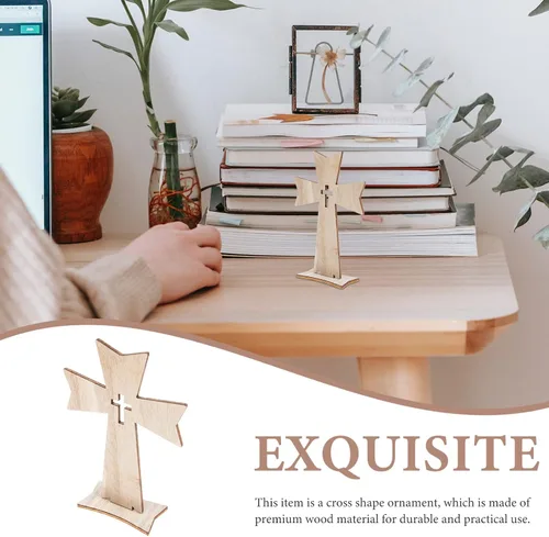 Vista 3 de ABOOFAN 20 piezas de cruces de madera para manualidades, cruces de madera católicas, letreros de mesa para bautismo de primera comunión, centros