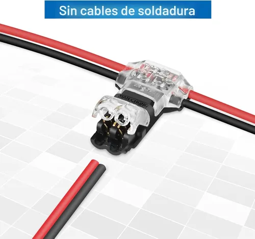 Vista 2 de Cable de extensión LED AWG de calibre 22 de 65.6 pies y 12 conectores de cable de 3 vías, conector en T de bajo voltaje, conectores de cable