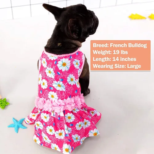 Vista 4 de KYEESE Vestidos para perros Daisy Eelgant, vestido de princesa para perros pequeños con flores, decoración de primavera y verano, vestido de gato