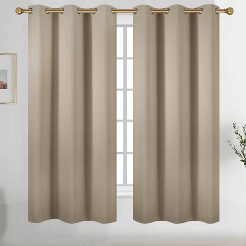 Vista 126 de Diraysid Cortinas opacas beige con ojales para dormitorio, con aislamiento térmico, cortinas de oscurecimiento de habitación, 38 x 54 pulgadas, 2