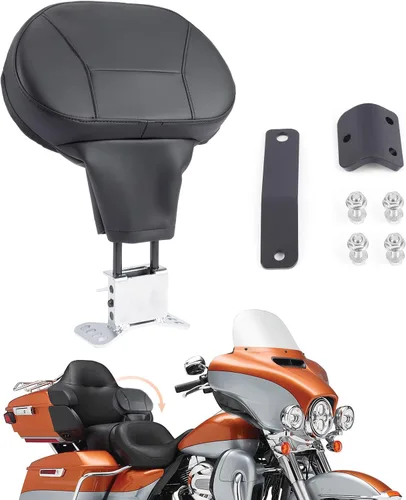 Vista 2 de Respaldo ajustable para Harley Touring – Almohadilla de respaldo desmontable para conductor enchufable con kit de montaje para Street Glide Tri
