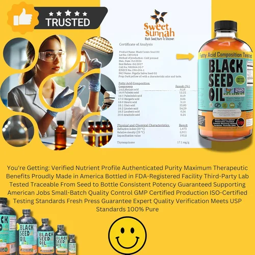 Vista 7 de Aceite prensado en frío de comino negro Sweet Sunnah, 16 onzas botella de vidrio