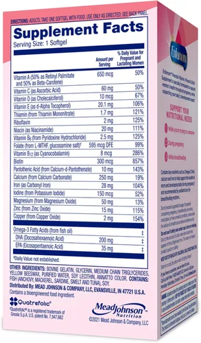 Vista 8 de Suplemento multivitamínico prenatal de Enfamom, 30 cápsulas de gel, para mujeres embarazadas y lactantes, con omega-3 DHA, ácido fólico, suplemento