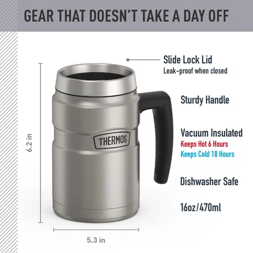 Vista 2 de Thermos Stainless King - Taza de café de 16 onzas, acero mate
